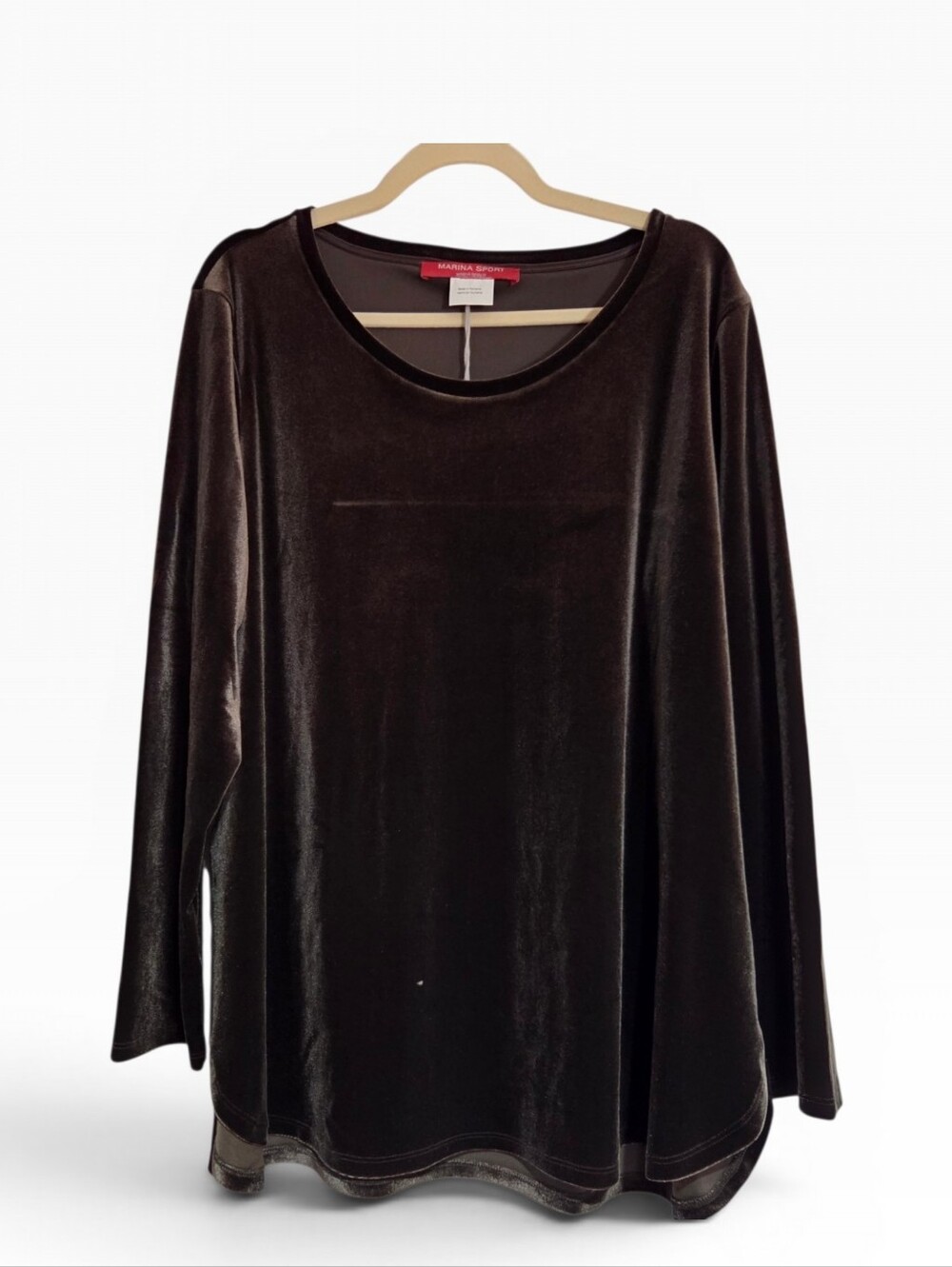Marina Rinaldi Sport "OHIO" Dark Brown Velvet Long Sleeve Shirt Size 20W (L) 195